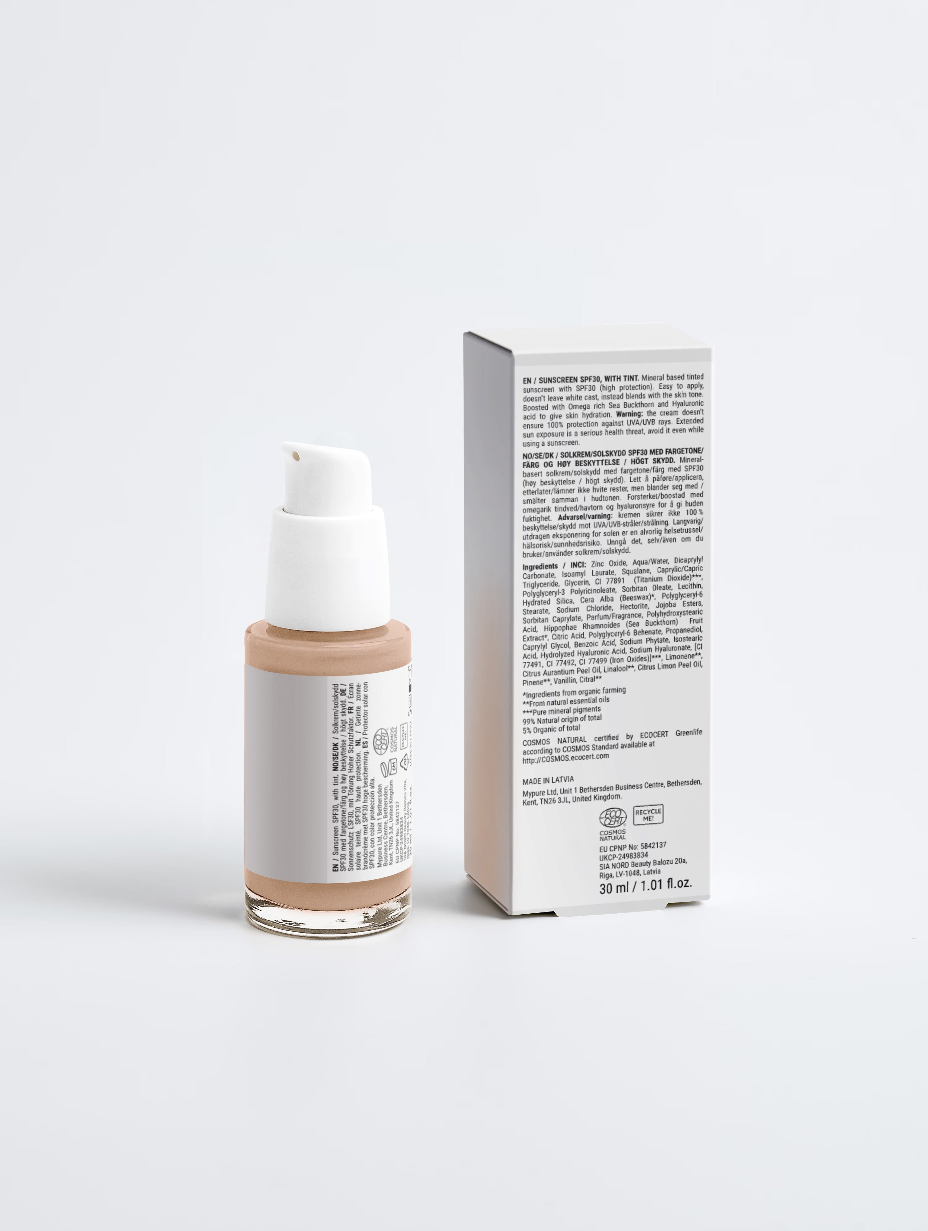 Sunscreen SPF30, with tint